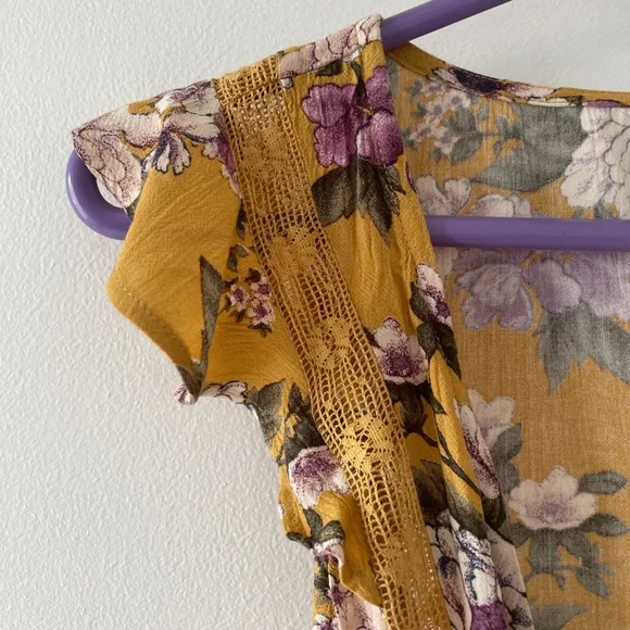 American Eagle Floral printed Yellow Maxi Dress with Slip - Picture 12 of 17